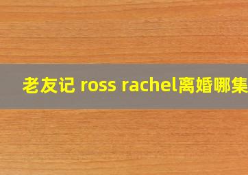 老友记 ross rachel离婚哪集